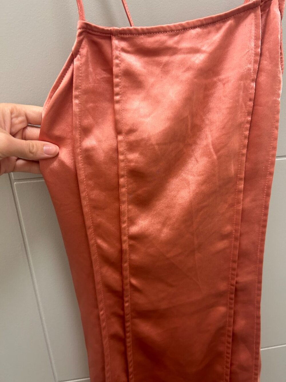 Urban Outfitters Pink Satin Seamed Mini Slip Dress NWT Medium Y2K Party Cocktail - Picture 4 of 10